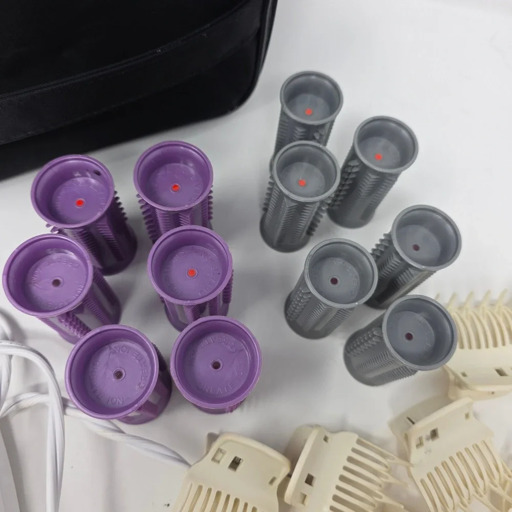 Calista Tools Ion Hot Rollers Women 12pc Set Purple Grey Travel Case Styling Bse